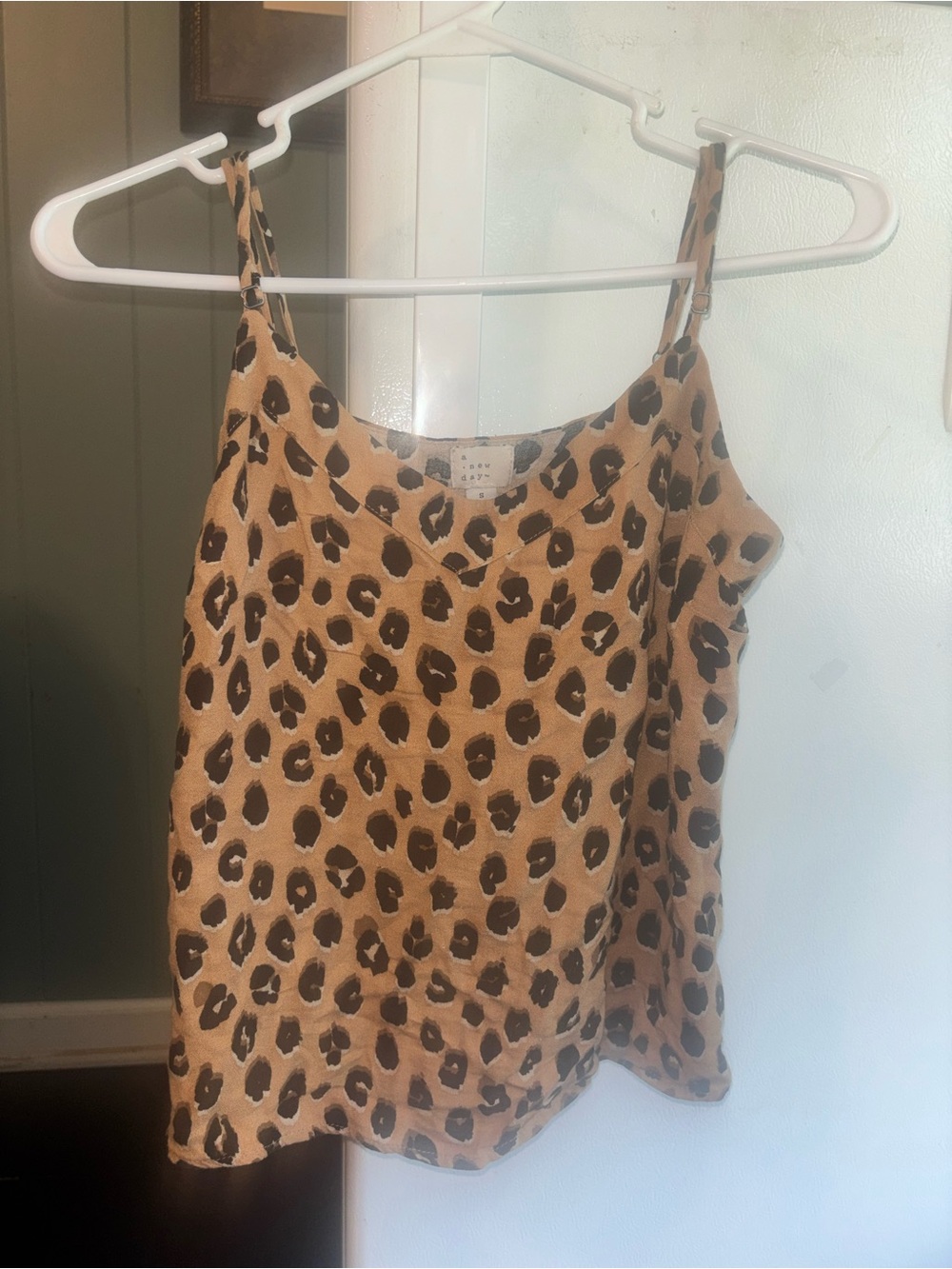A New Day Leopard Print Satin Cami - Tan and Black